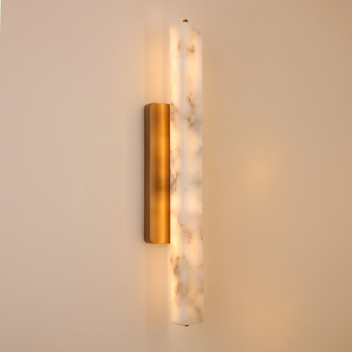Selvara LED Large Alabaster Wall Light - Brushed Brass