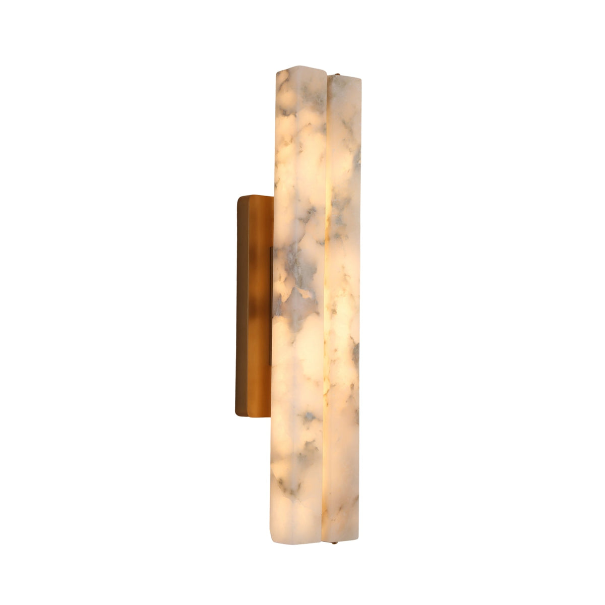 Selvara LED Large Alabaster Double Wall Light - Brushed Brass