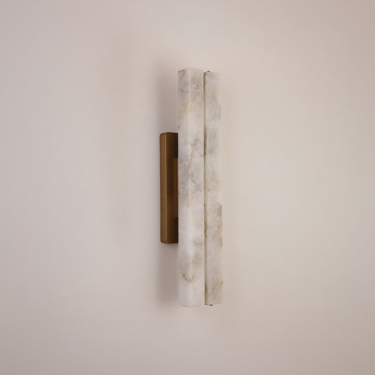 Selvara LED Small Alabaster Double Wall Light - Brushed Brass