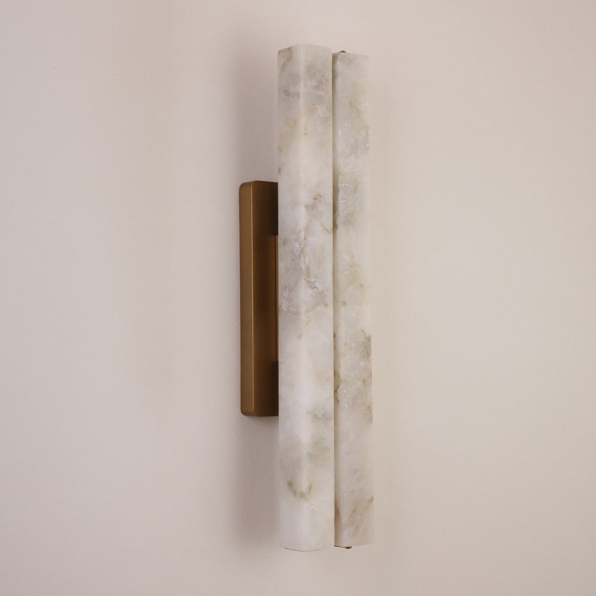 Selvara LED Large Alabaster Double Wall Light - Brushed Brass