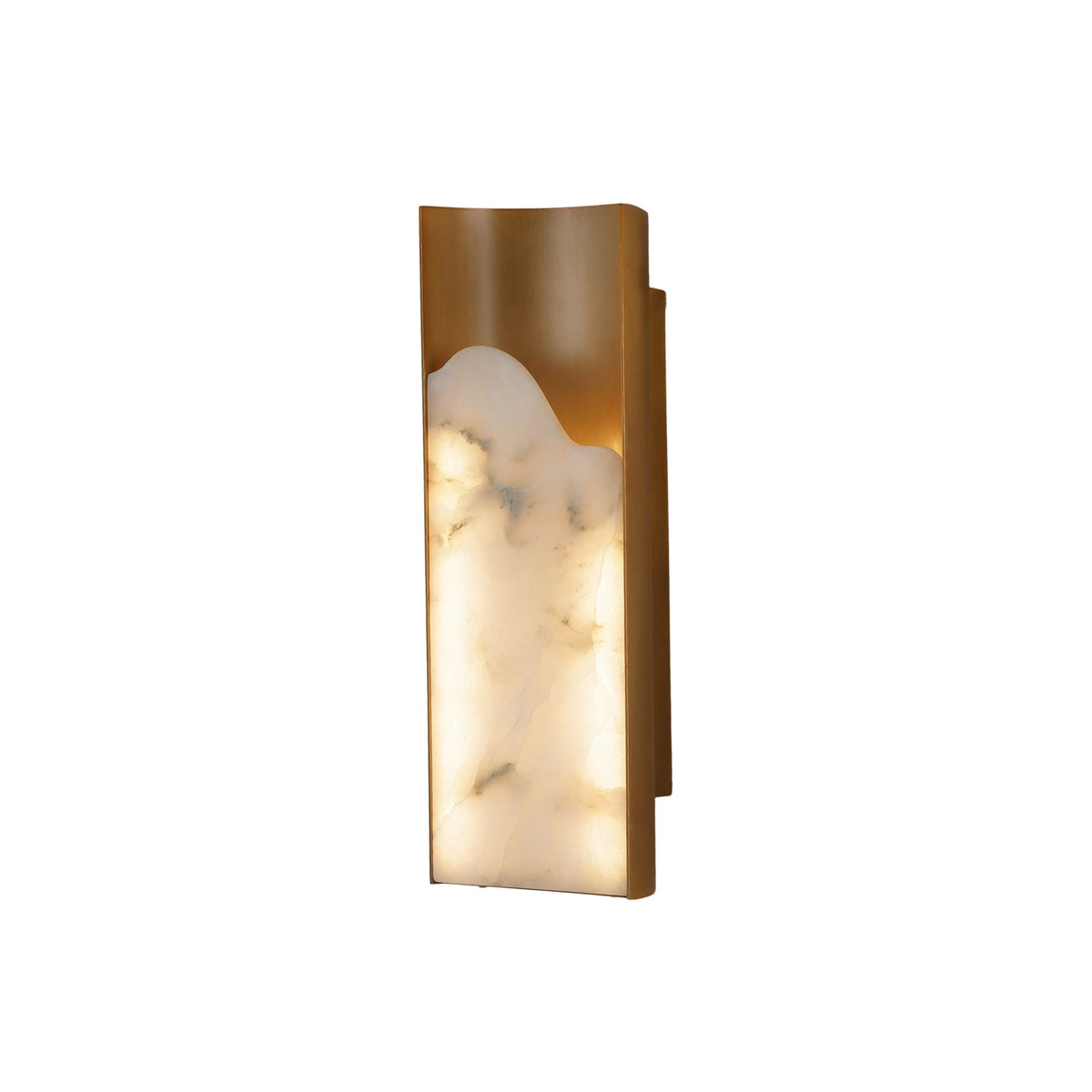 Caelith 1 Light Small Carved Alabaster Wall Light - Brushed Brass