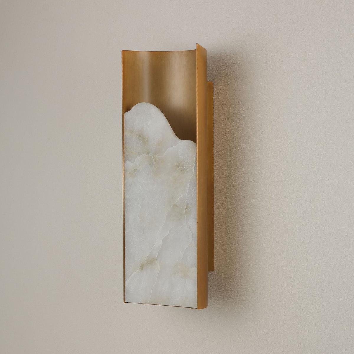 Caelith 1 Light Small Carved Alabaster Wall Light - Brushed Brass