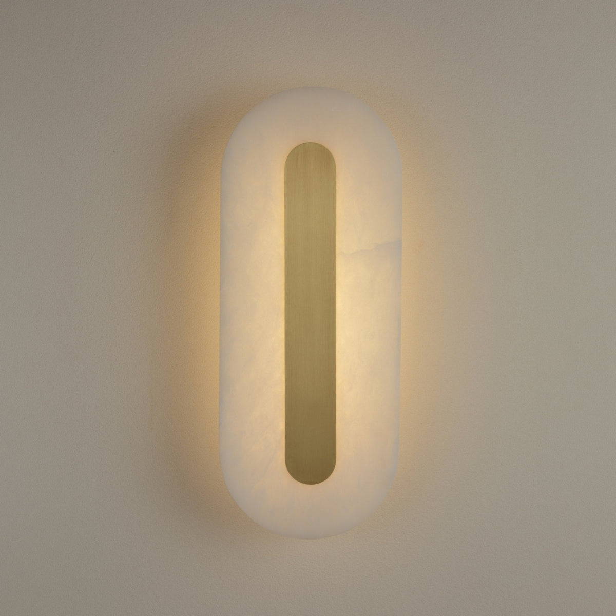 Averra LED Alabaster Wall Light Medium - Soft White & Brass
