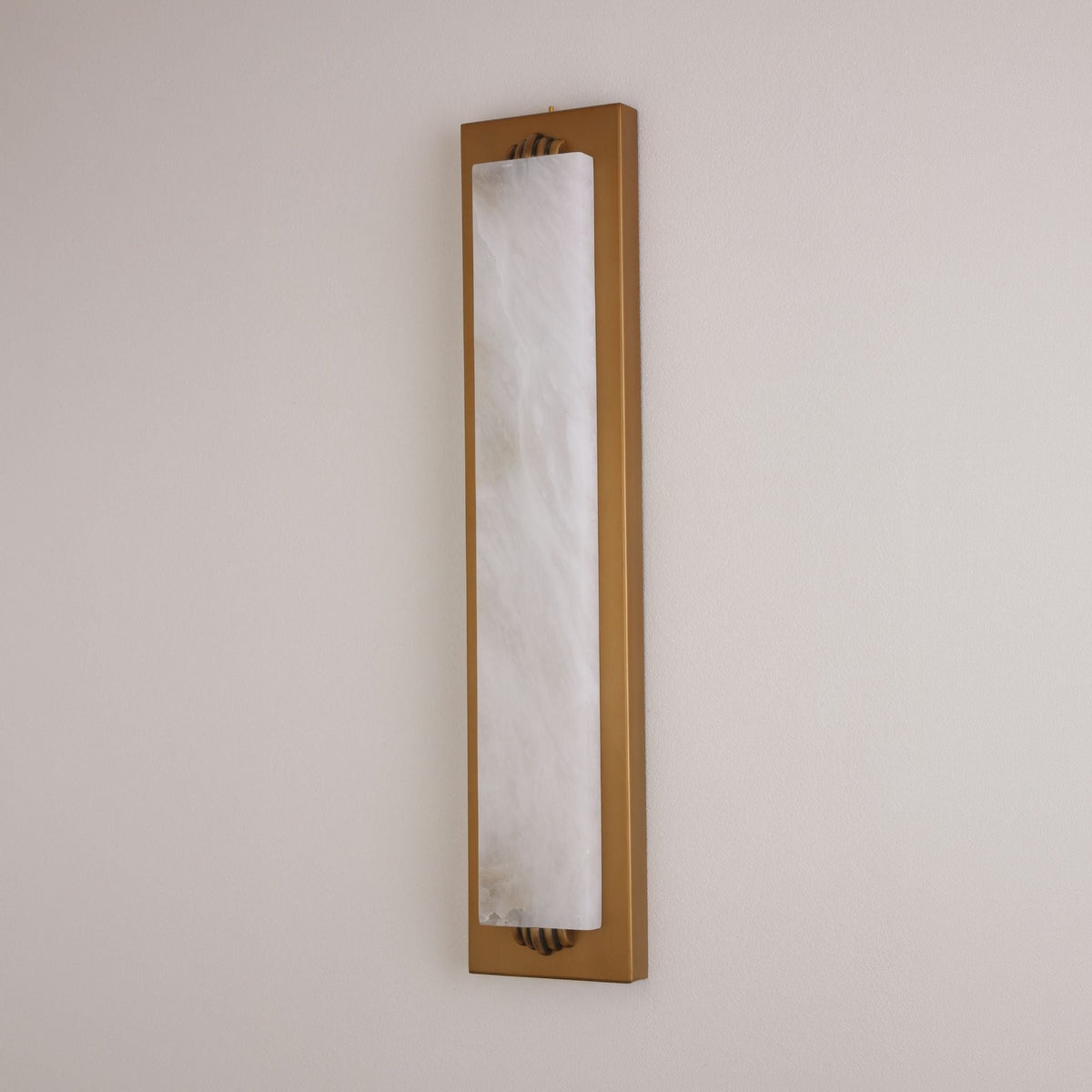 Valora LED Vertical Alabaster Wall Light - Brushed Brass