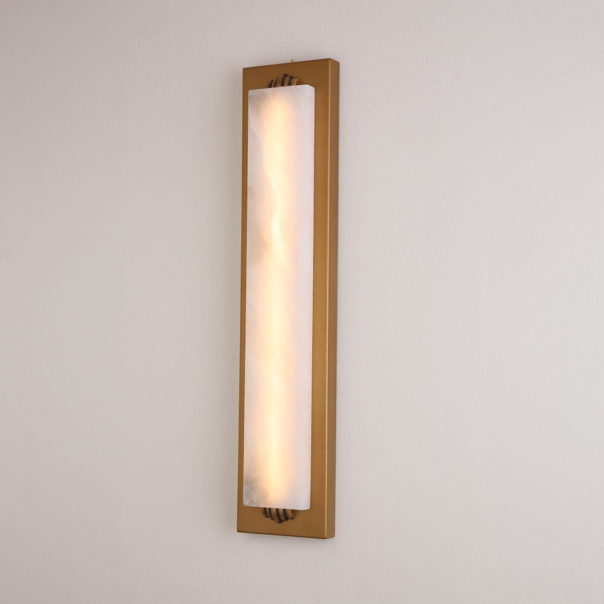 Valora LED Vertical Alabaster Wall Light - Brushed Brass