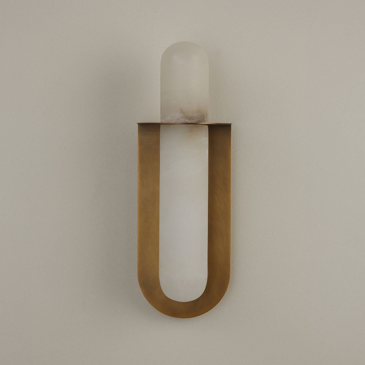 Luneth LED Small Alabaster Wall Light - Brushed Brass