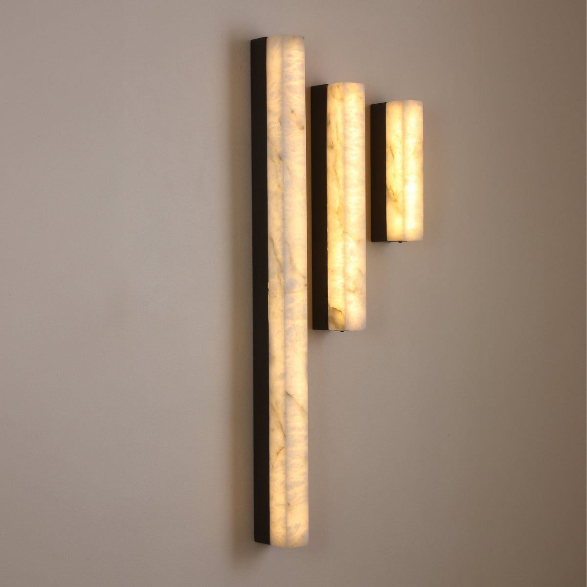 Cornova LED Slim Linear Alabaster Wall Light - Matte Black 450mm