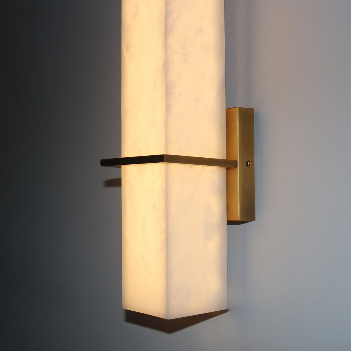 Aurevon LED Alabaster Vertical Panel Wall Light - Brushed Brass