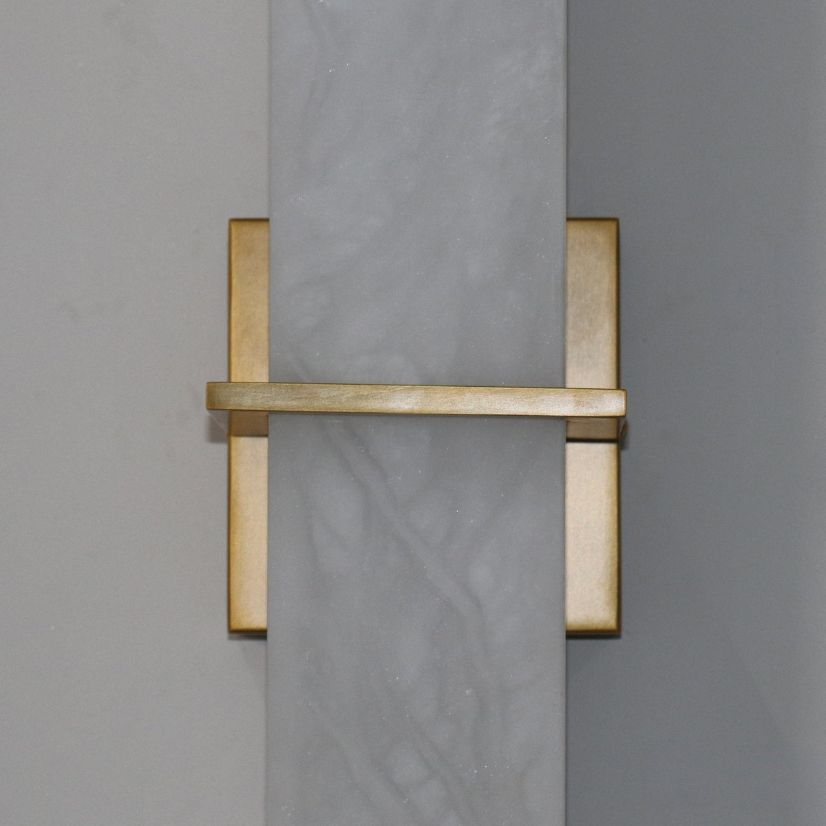 Aurevon LED Alabaster Vertical Panel Wall Light - Brushed Brass