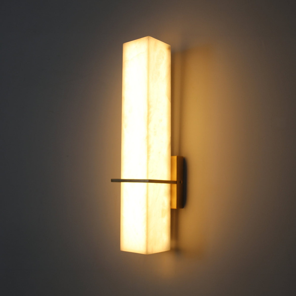 Aurevon LED Alabaster Vertical Panel Wall Light - Brushed Brass