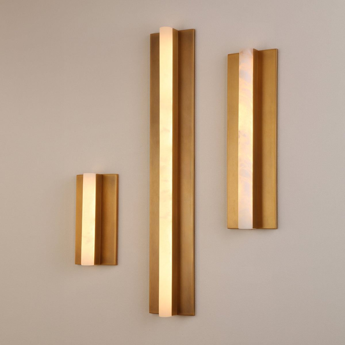 Elvaris LED Small Vertical Alabaster Wall Light - Brushed Brass