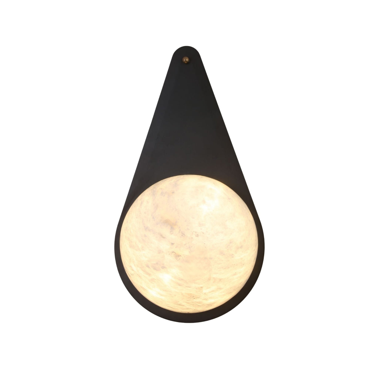 Lunara 1 Light Teardrop Alabaster Wall Light - Matt Black