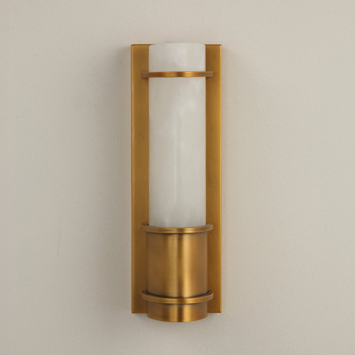 Averna LED Framed Alabaster Wall Light Small - Brushed Brass