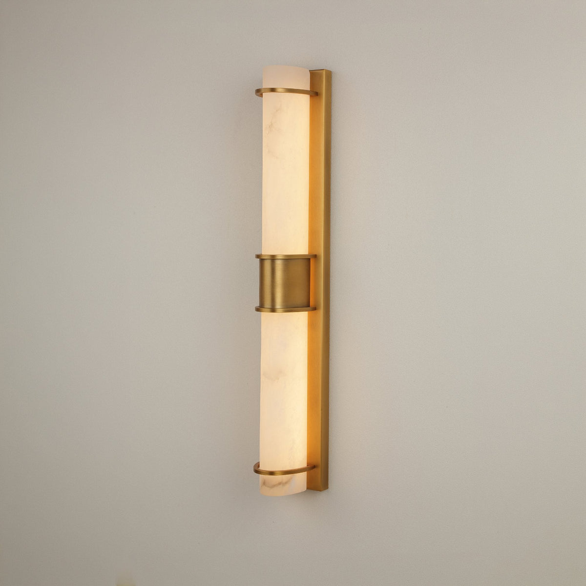 Averna LED Framed Alabaster Wall Light - Brushed Brass