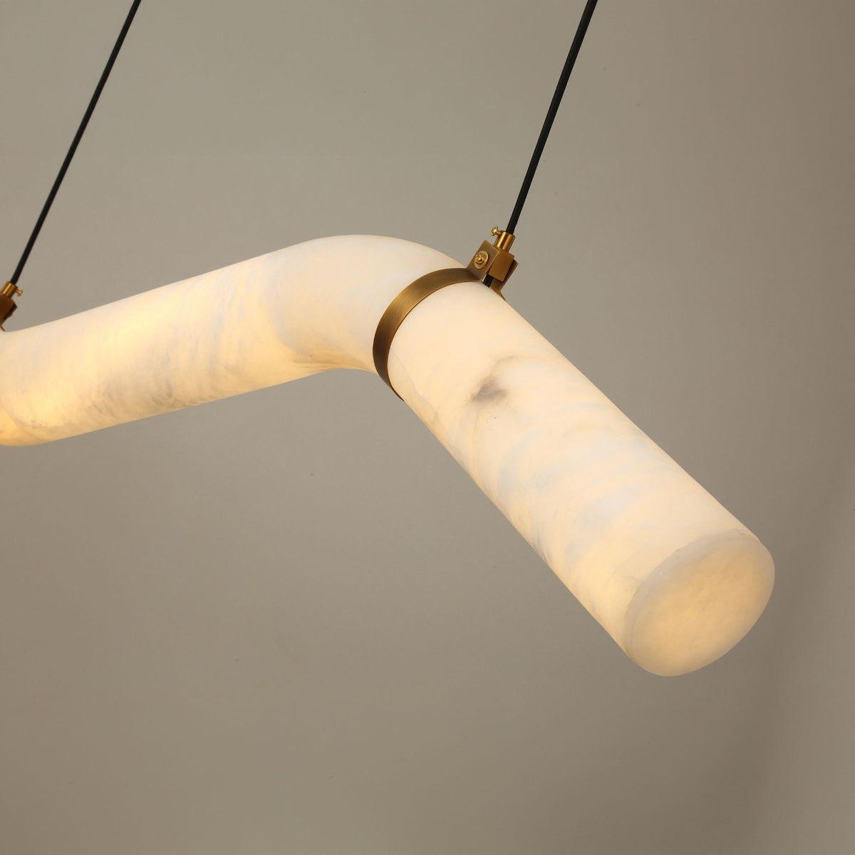 Zareon LED Small Stepped Alabaster Chandelier - Brushed Brass