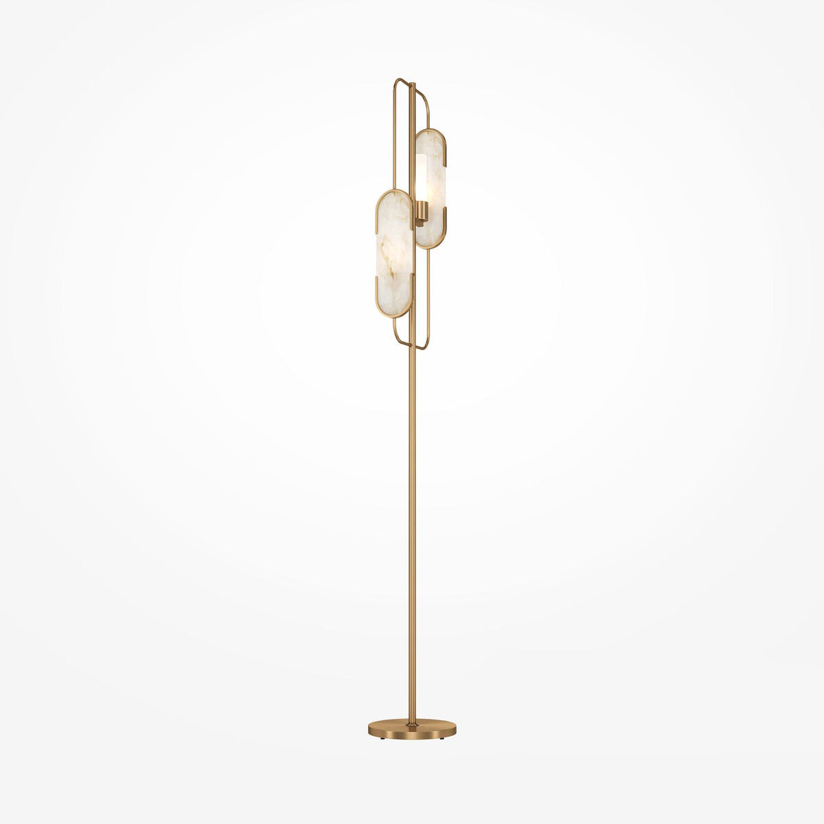 Marmo 2 Light Alabaster Floor Lamp - Brass