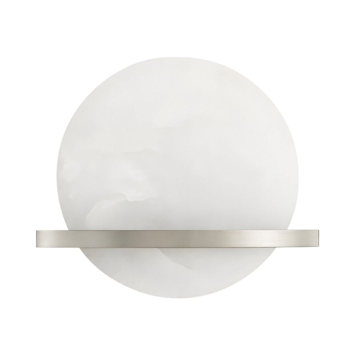 Caldris LED Circular Alabaster Wall Light - Satin Nickel
