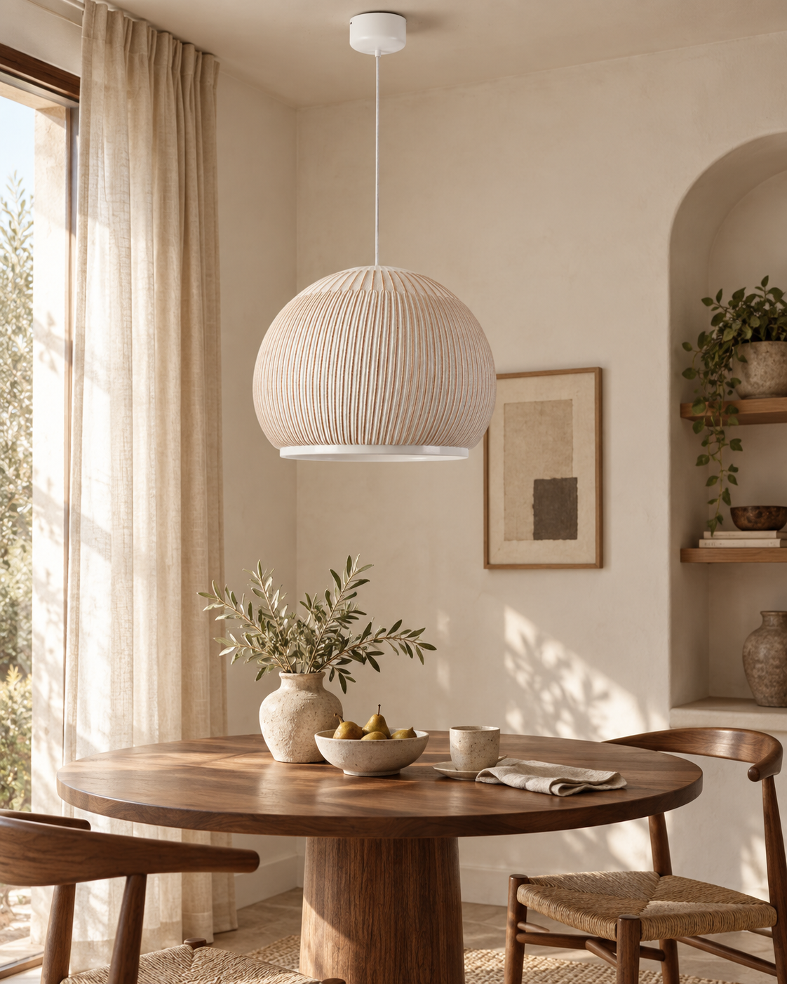 MOPOCE Pleat Round Pendant — AI-generated room illustration