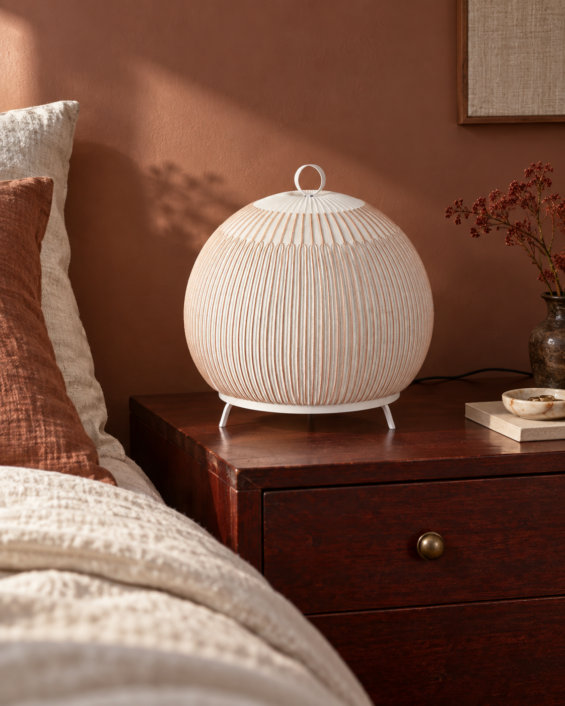 MOPOCE Pleat Round Table Lamp — AI-generated room illustration