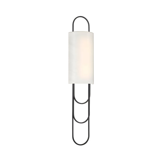 Catenis 2 Light Loop Frame Alabaster Wall Light - Matt Black
