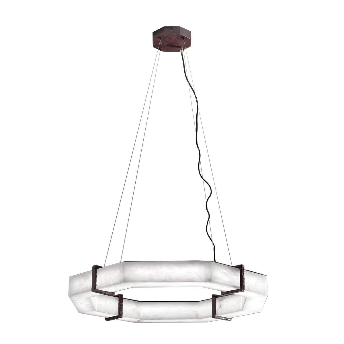 Vireon LED Large Alabaster Chandelier - Bronze & Soft White