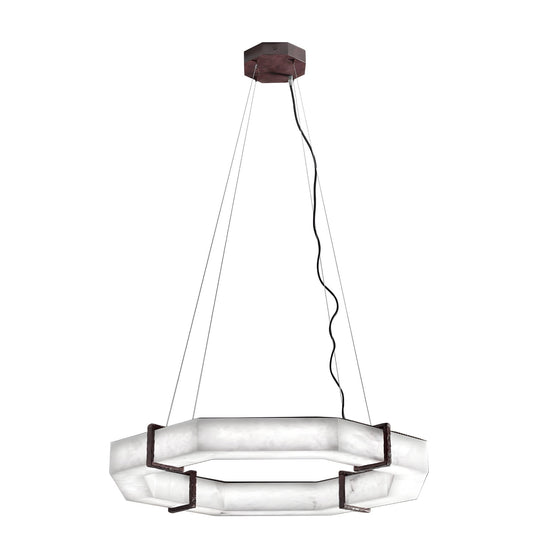 Vireon LED Large Alabaster Chandelier - Bronze & Soft White