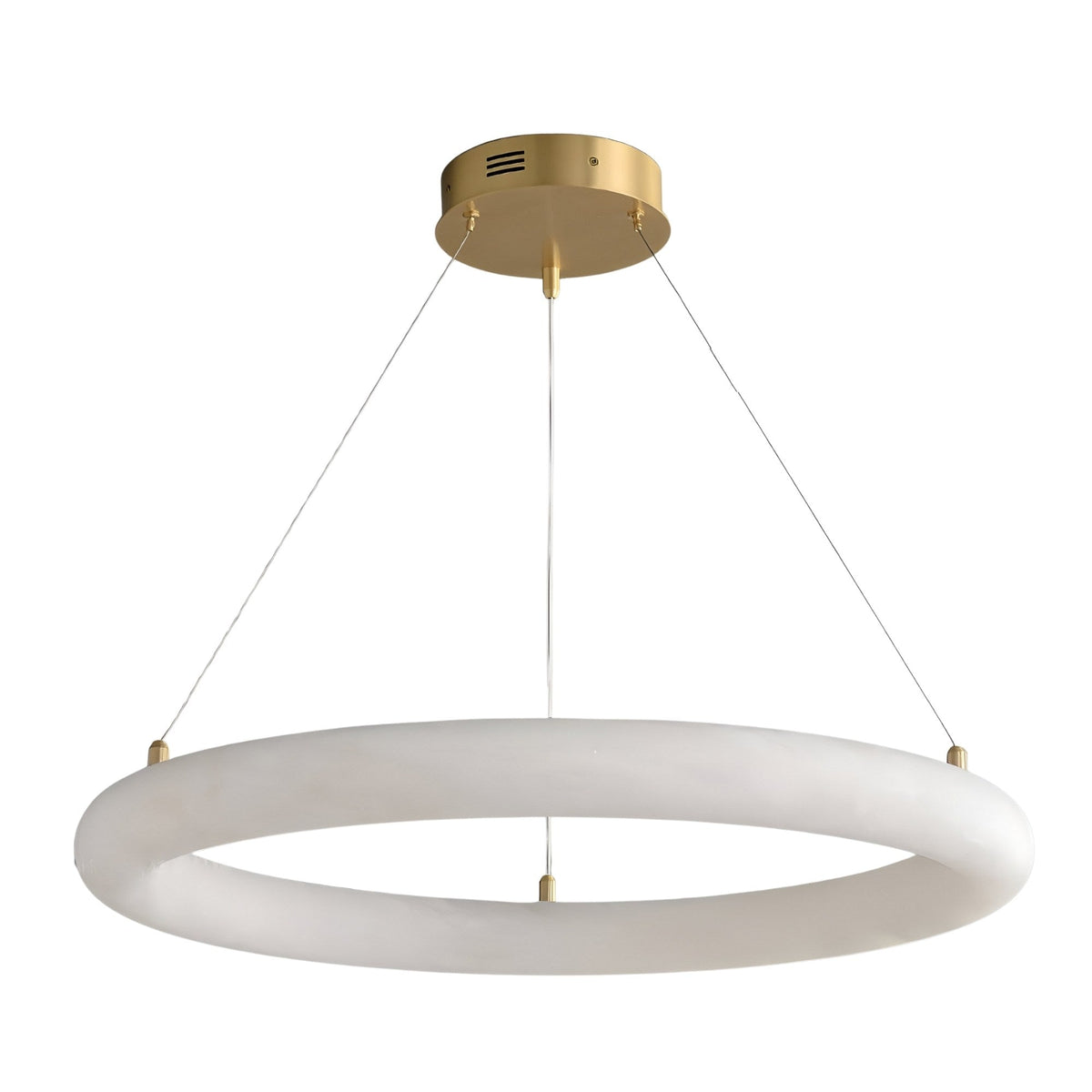 Seraphis LED Extra Large Alabaster Ring Chandelier - Brushed Brass