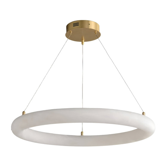 Seraphis LED Extra Large Alabaster Ring Chandelier - Brushed Brass