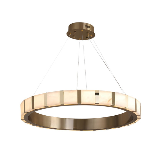 Strata LED Large Alabaster Ring Chandelier - Copper