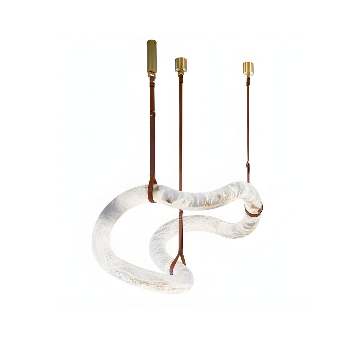 Serava LED Alabaster Asymmetric Pendant Light Small - Brown & Soft White
