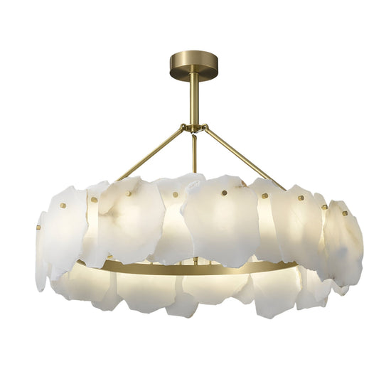 Marvion LED Large Petal Alabaster Chandelier - Soft White & Brass