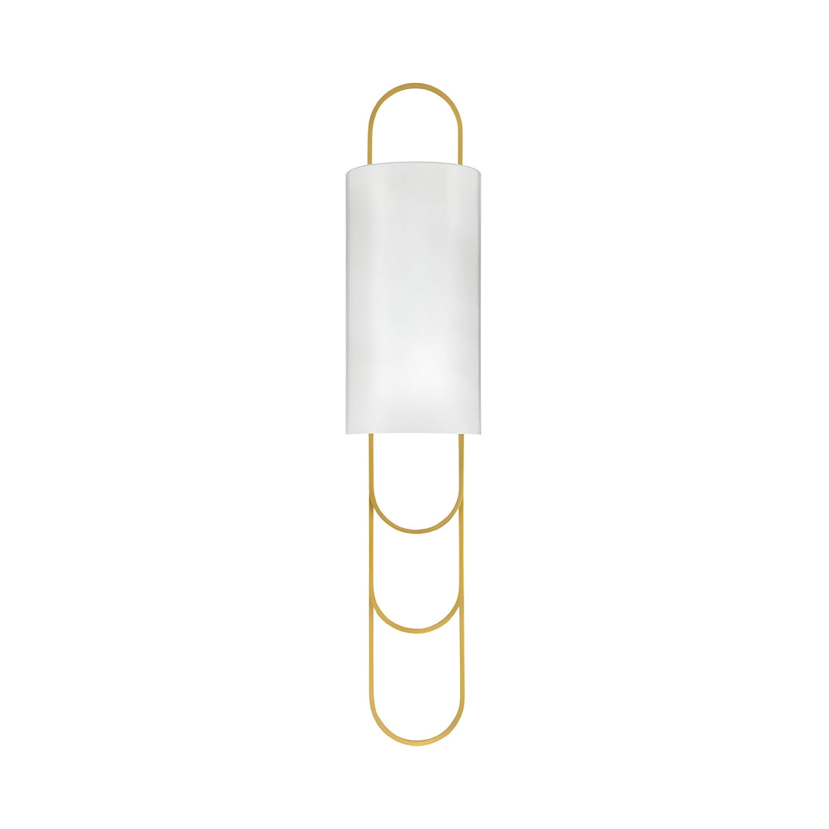 Catenis 2 Light Large Loop Frame Alabaster Wall Light - Brushed Brass