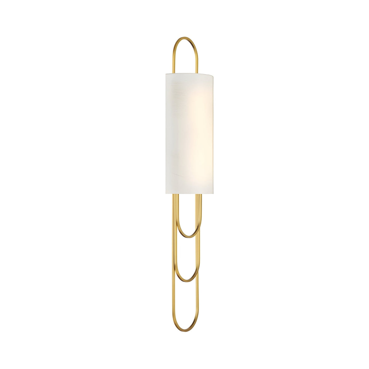 Catenis 2 Light Large Loop Frame Alabaster Wall Light - Brushed Brass