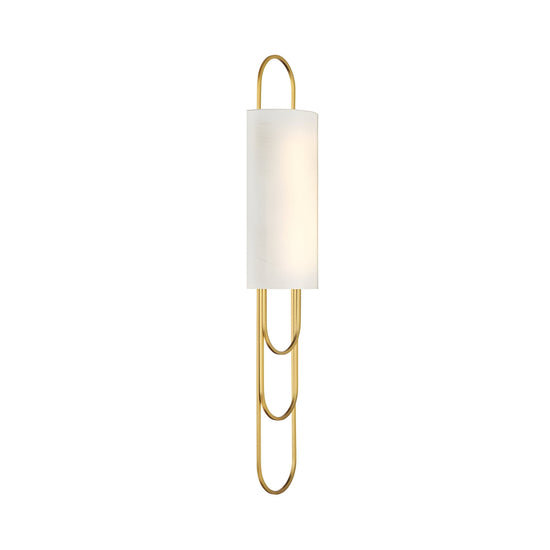 Catenis 2 Light Large Loop Frame Alabaster Wall Light - Brushed Brass