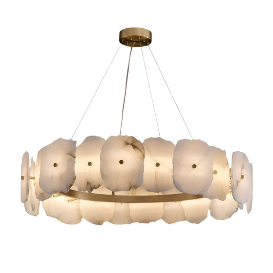 Solvane LED Large Petal Alabaster Chandelier - Soft White & Brass