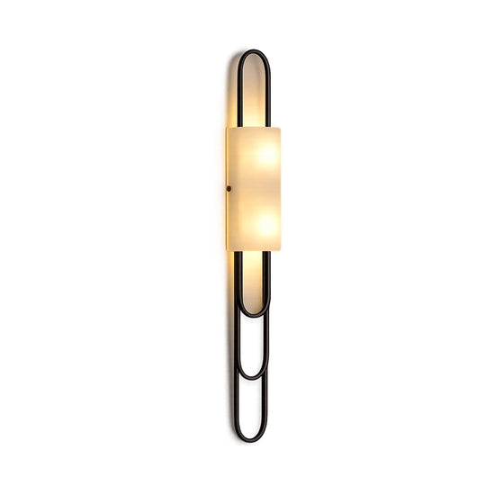 Catenis 2 Light Loop Frame Alabaster Wall Light - Matt Black
