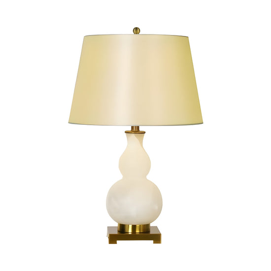 Lumetra Sculpted Alabaster Table Lamp - Brass & Soft White