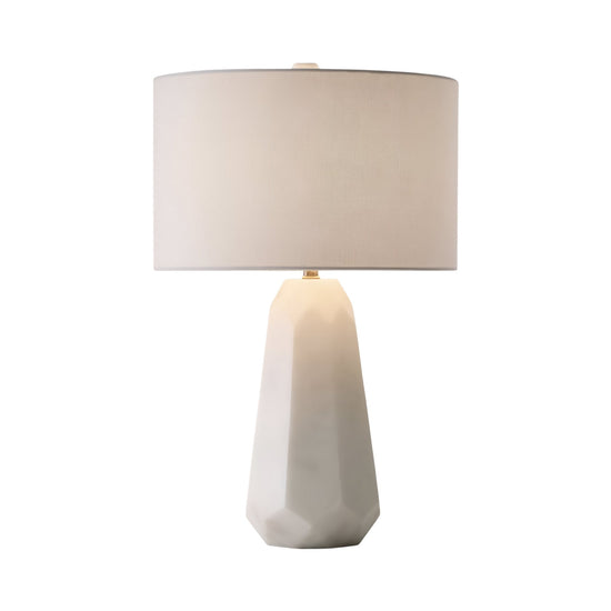 Averon Faceted Alabaster Table Lamp - Brass & Soft White