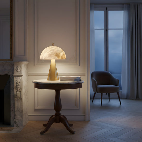Viren 2 Light Dome Alabaster Table Lamp - Brushed Bronze