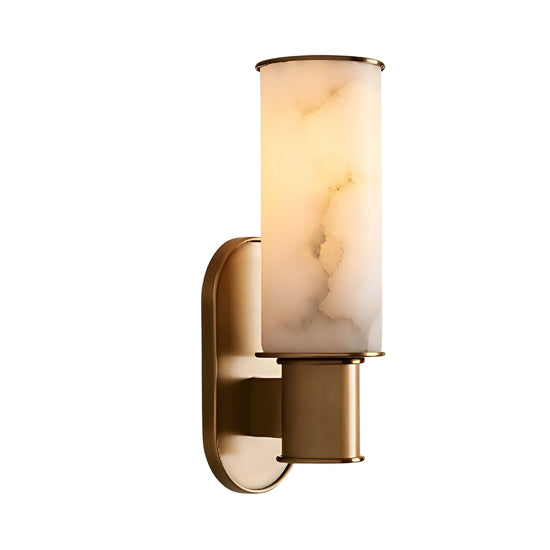 Lumara 1 Light Tube Alabaster Wall Light - Brushed Brass
