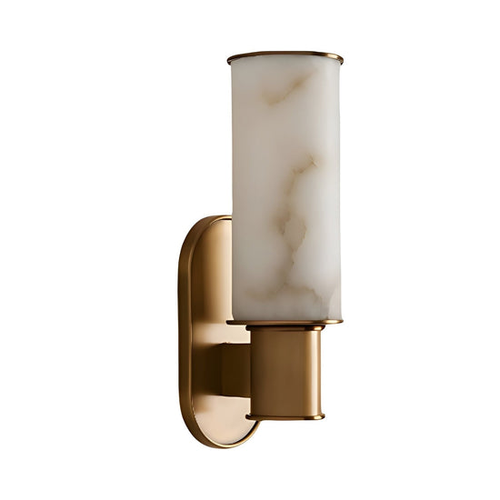 Lumara 1 Light Tube Alabaster Wall Light - Brushed Brass