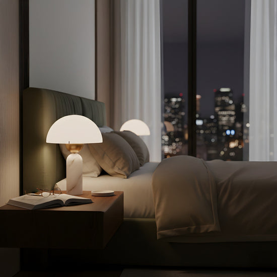 Gildara Alabaster Dome Table Lamp - Brushed Bronze & Soft White