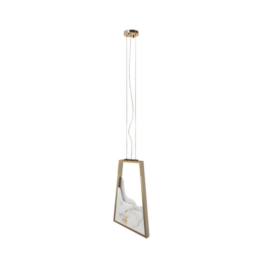 Atria LED Alabaster Single Pendant Light - Brushed Brass