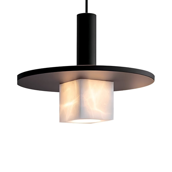 Norevia Cube Alabaster Pendant Light - Matte Black