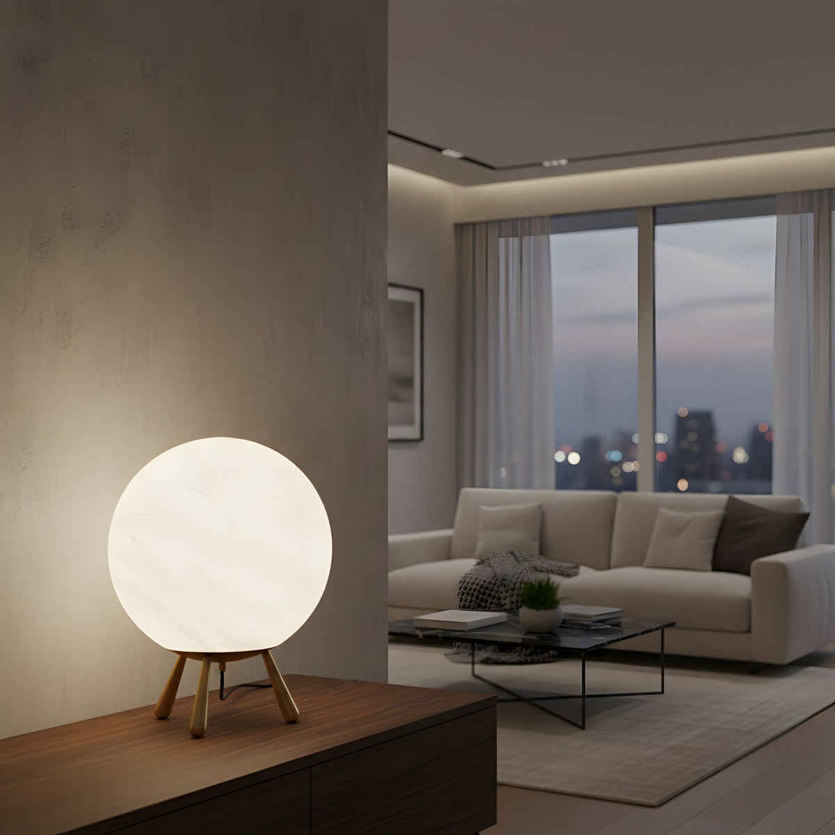 Orlena Globe Alabaster Table Lamp