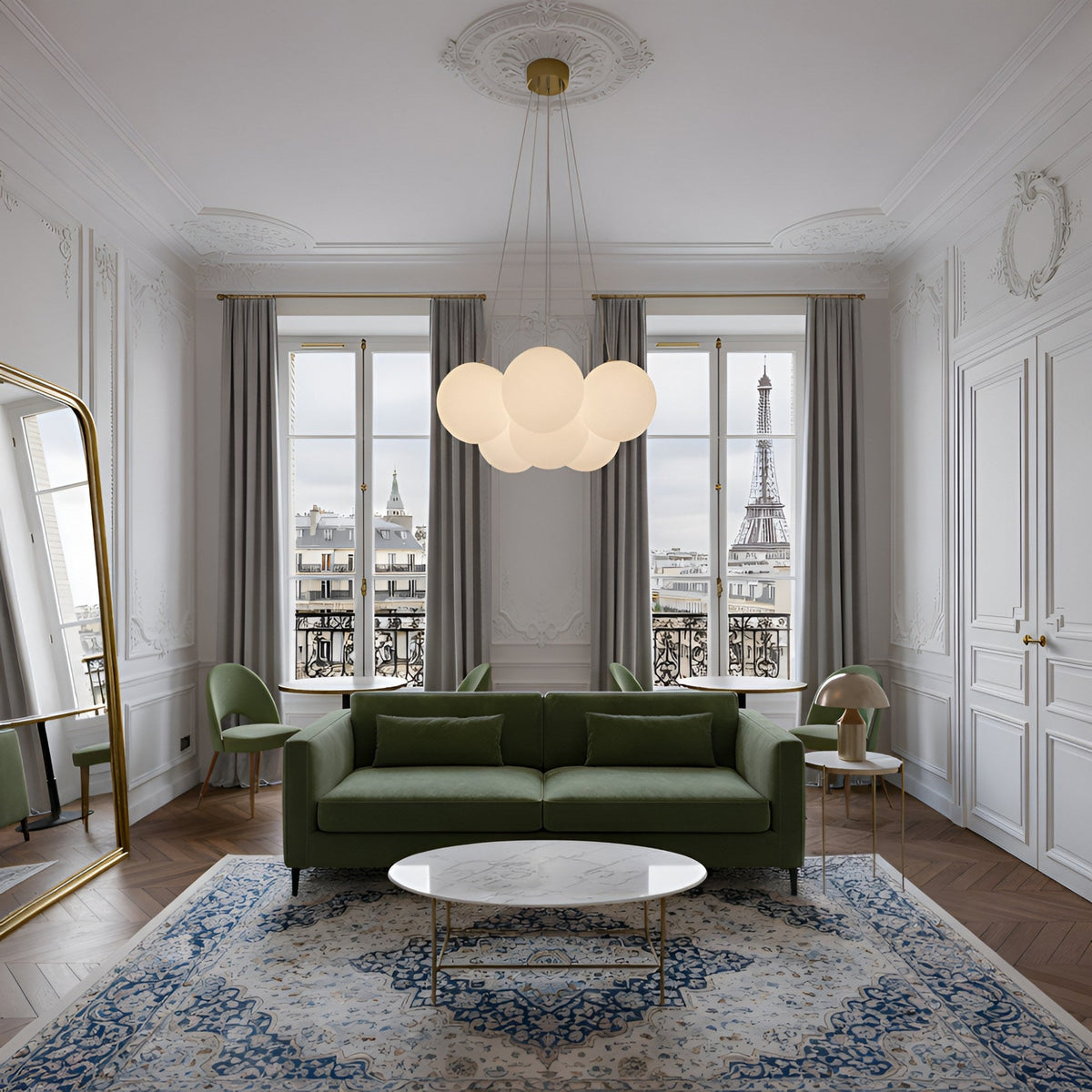 Auriel 7 Light Alabaster Chandelier - Soft White & Brushed Brass