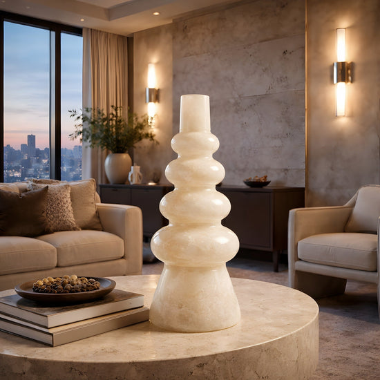 Virelle LED Totem Alabaster Table Lamp - Soft White