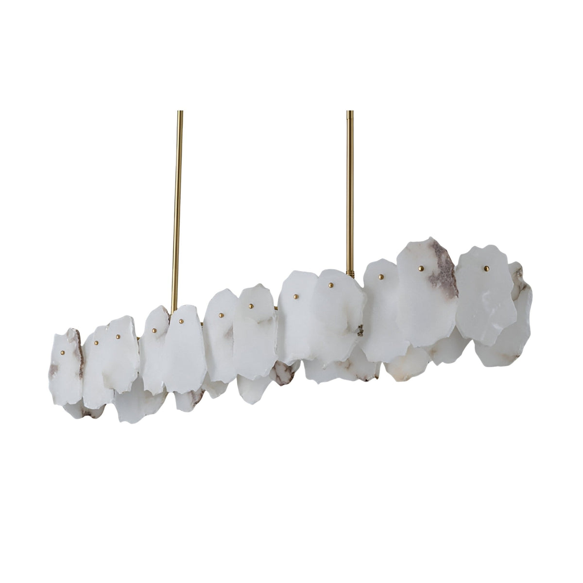 Solvane LED Large Petal Alabaster Linear Chandelier - Soft White & Brass
