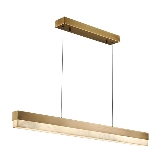 Linea LED Large Alabaster Linear Chandelier - Brushed Brass