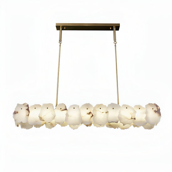 Solvane LED Large Petal Alabaster Linear Chandelier - Soft White & Brass